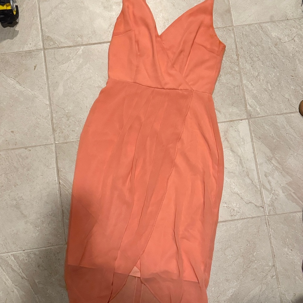 Elegant Coral High Low Dress